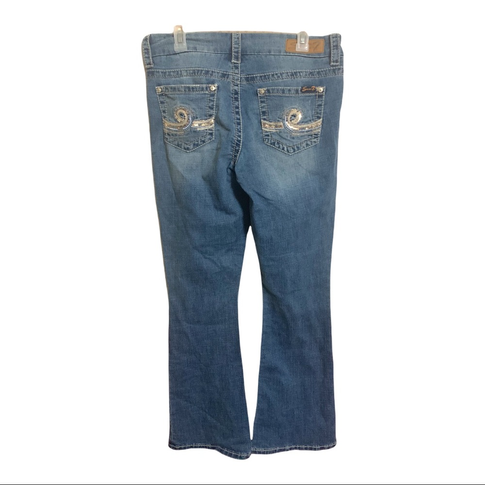 Seven 7 Women’s Boot Cut Sequin Pocket Denim Jeans 10